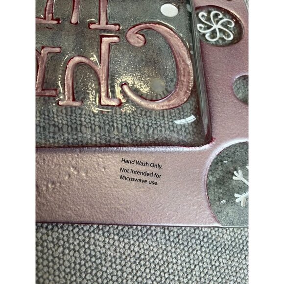 Red & Silver Glass "Merry Christmas" Serving Tray‎ Platter 15x8 Decor - Picture 5 of 5